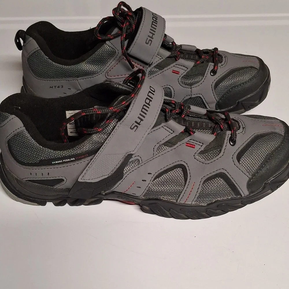Shimano MTB Men's Cycling Shoes Gray & Red Size 44 (9.5) - Picture 2 of 7